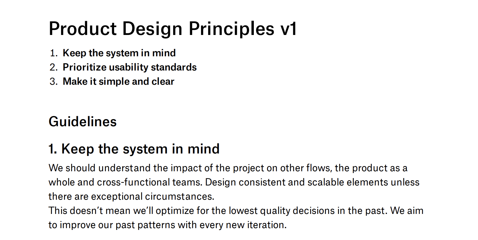 Quality example - Design principles